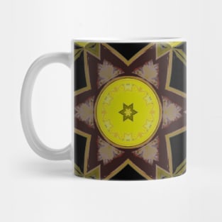 Mosaic Mandala Flower Yellow Green Red and Black Mug